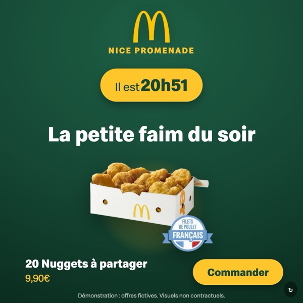 Bannière McDonald's « Message contextualisé par l'heure »