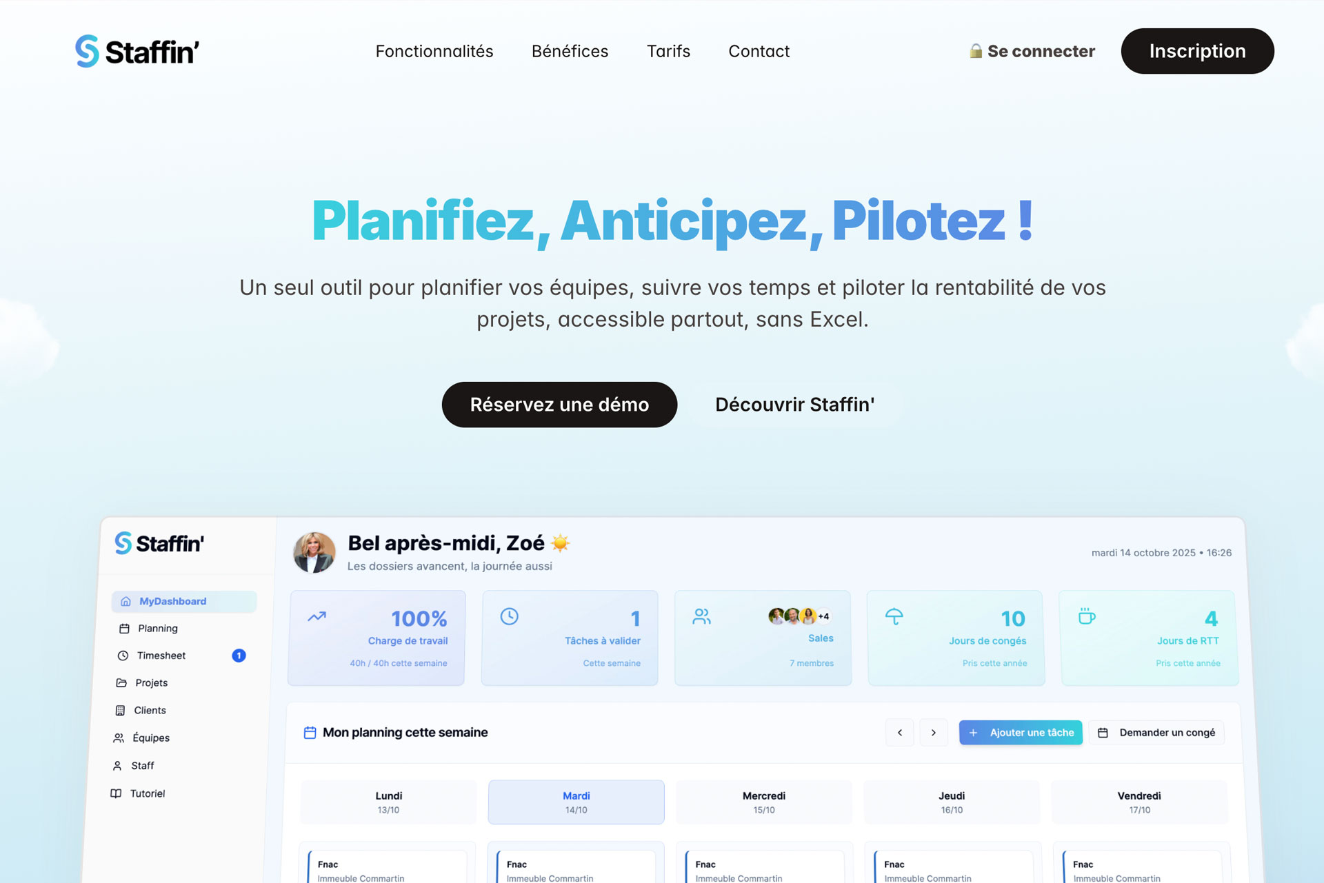Staffin.io — outil SaaS IA de planning et staffing